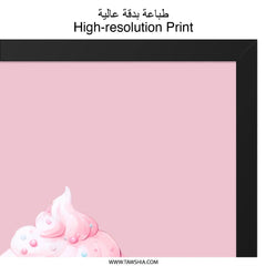 Cute Cupcake Wall Art, Kawaii Dessert Print, Life is Sweet Decor, Pink Foodie Art, Nursery Wall Decor, Kids Room Art, Sweet Treat Art - Tawshia