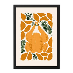 Thanksgiving Turkey Wall Art, Holiday Kitchen Decor, Roasted Turkey Print, Autumn Decor, Food Illustration, Fall Wall Decor, Turkey Art - Tawshia