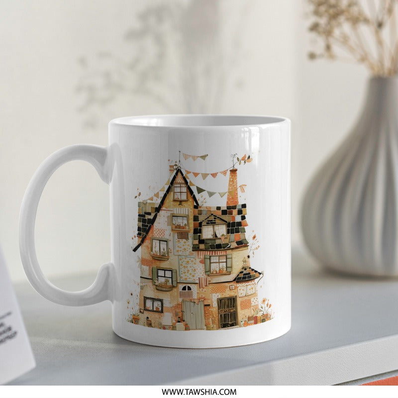 Dutch House Mug, Europe Art, Unique Home Decor, Travel Lover Gift, Coffee Lover Mug, Cute Mug - Tawshia