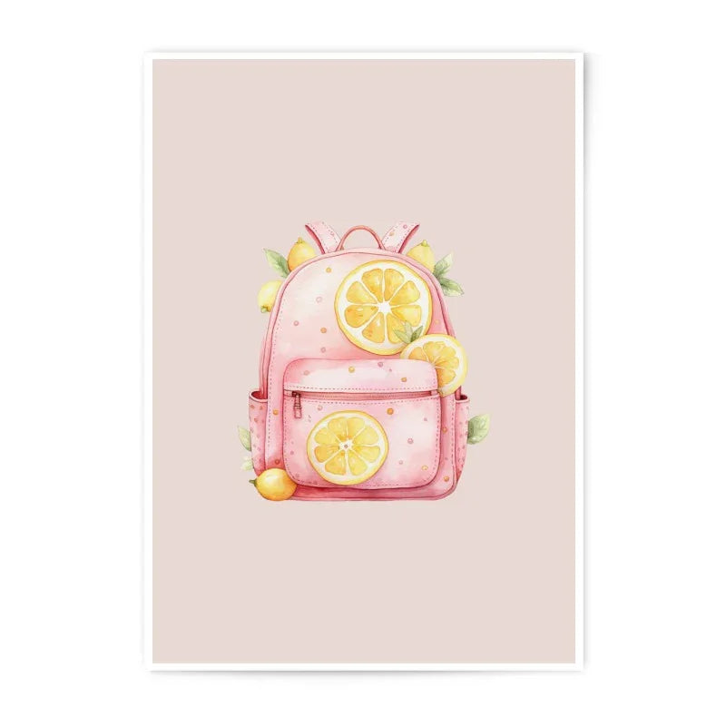 Lemon Backpack Photographic Prints, Cute Backpack Art, Fruit Prints, Watercolor Art, Kitchen Wall Decor, Playroom Art, Nursery Prints - Tawshia