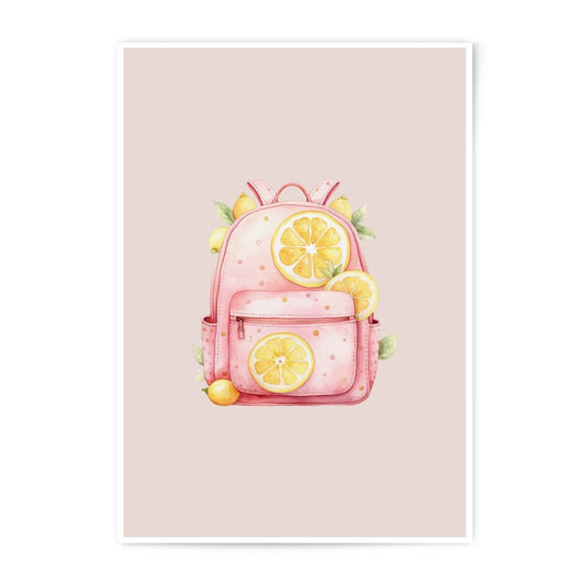Lemon Backpack Photographic Prints, Cute Backpack Art, Fruit Prints, Watercolor Art, Kitchen Wall Decor, Playroom Art, Nursery Prints - Tawshia