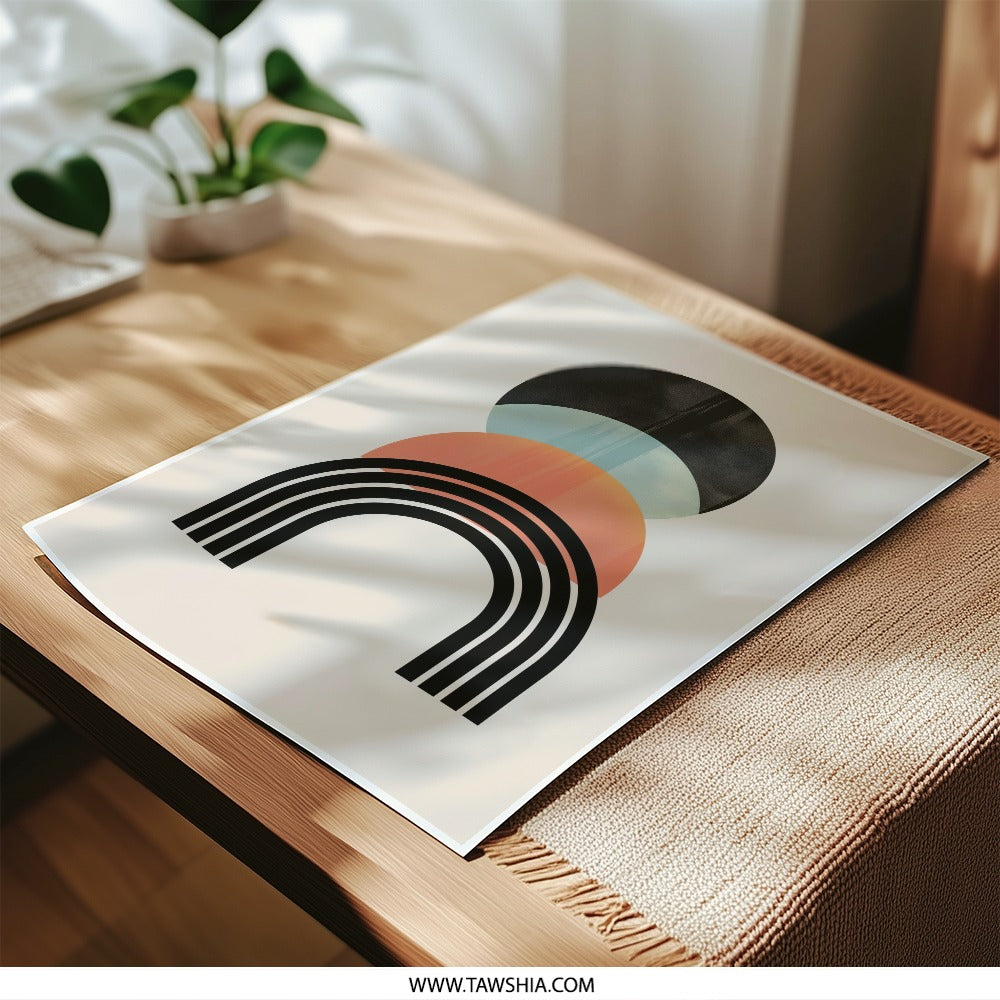 Abstract Shapes Photographic Print, Modern Art Print, Geometric Wall Decor, Circle Rainbow Art, Minimalist Home Decor, Unique Wall Art - Tawshia