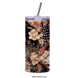 Floral Tumbler with Straw, Aesthetic Tumbler, Stylish Tumbler, Trendy Tumbler, Flower Tumbler, Unique Tumbler Design, Artistic Tumbler - Tawshia