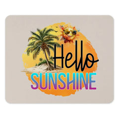 Hello Sunshine Mouse Pad, Tropical Beach Office Decor, Summer Vibes Desk Accessory, Cute Sun with Sunglasses, Gift for Her, Fun Office Gift - Tawshia