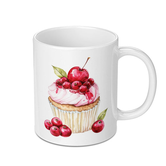 Cherry Cupcake Mug, Watercolor Dessert Coffee Cup, Sweet Treat Mug, Baking Lover Gift, Foodie Mug, Artistic Mug, Kitchen Decor, Unique Mug - Tawshia