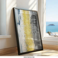 Gold Glitter Abstract Wall Art, Modern Minimalist Art, Gray and Gold Print, Contemporary Home Decor, Elegant Wall Art - Tawshia