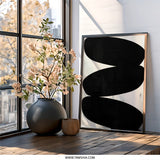 Abstract Black White Wall Art, Modern Minimalist Art Print, Geometric Shapes Wall Decor, Contemporary Art, Living Room Art, Home Decor - Tawshia