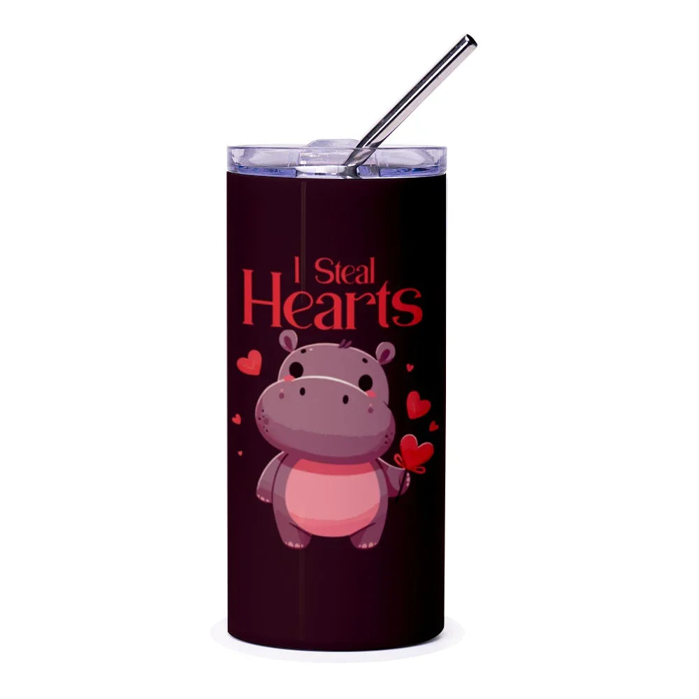 I Steal Hearts Cute Hippo Print Tumbler product