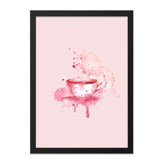 Pink Watercolor Teacup Wall Art, Coffee Lover Gift, Kitchen Decor, Minimalist Print, Modern Art Print, Home Decor, Tea Room Decoration - Tawshia