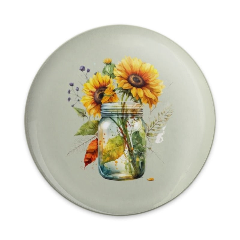 Sunflower Pinback Button, Jar of Sunflowers Button, Floral Pinback Button, Autumn Harvest Pin, Sunflower Lover Gift, Floral Aesthetic - Tawshia