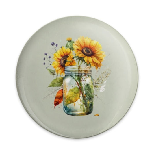 Sunflower Pinback Button, Jar of Sunflowers Button, Floral Pinback Button, Autumn Harvest Pin, Sunflower Lover Gift, Floral Aesthetic - Tawshia