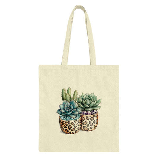 Succulent Tote Bag, Leopard Planter Art, Botanical Print Bag, Cactus Tote, Plant Lover Gift, Stylish Shopping Bag, Unique Design Tote Bag - Tawshia