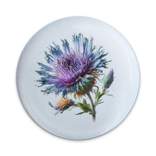 Purple Thistle Pinback Button, Floral Pin Badge, Watercolor Flower Button, Botanical Accessories, Unique Button Collection, Gifts for Plant - Tawshia