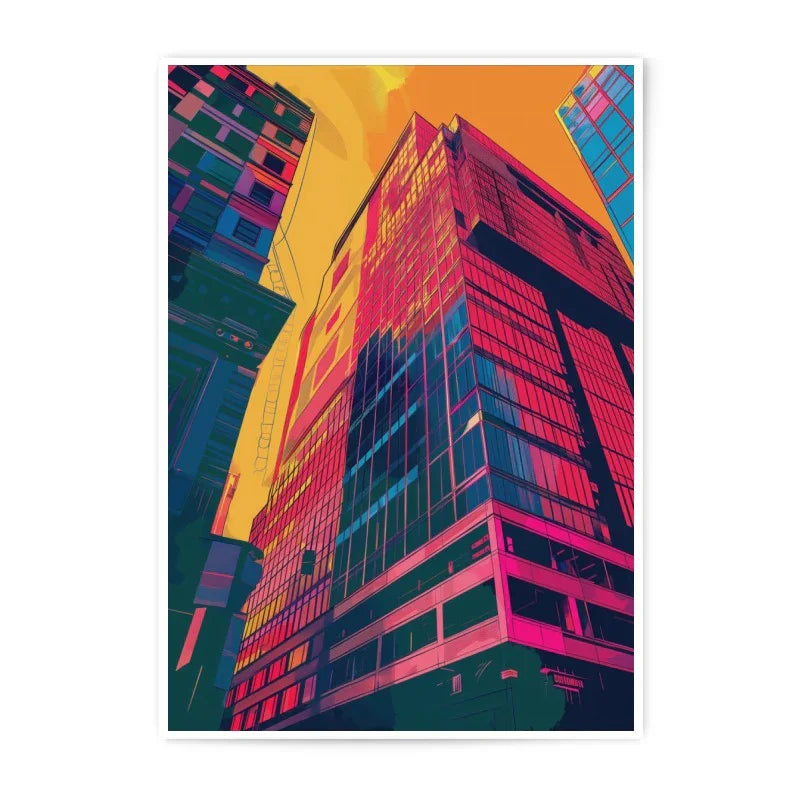 Colorful Cityscape Photographic Print, Abstract Architecture, Urban Art, Modern Home Decor, Unique Wall Art, City Building Print - Tawshia