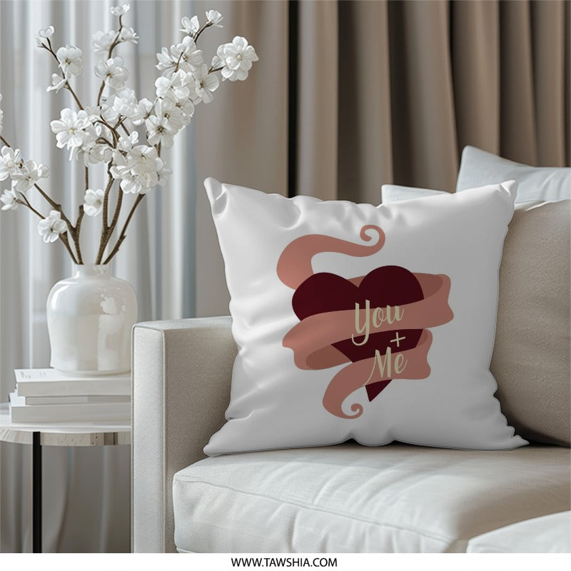 You and Me Heart Pillow, Romantic Gift Pillow, Anniversary Pillow, Love Decor Pillow, Valentines Day Gift - Tawshia