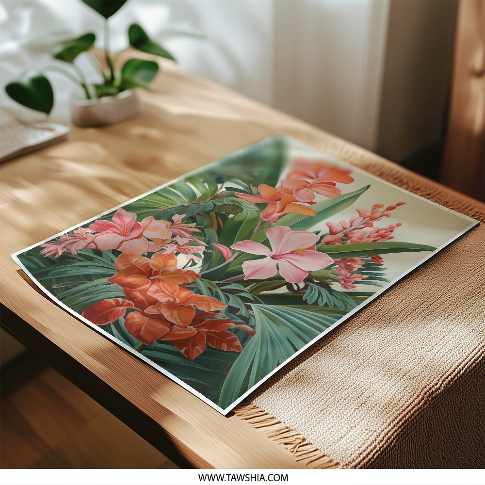 Tropical Floral Photographic Print, Botanical Art, Vibrant Flower Home Decor, Exotic Plant Wall Art, Modern Art Print - Tawshia