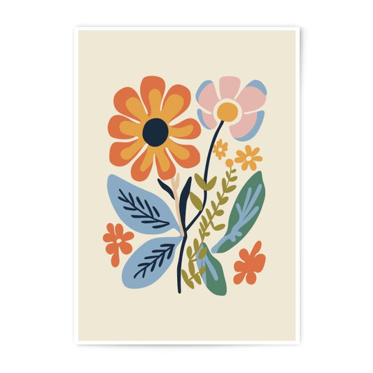 Retro Flower Photographic Print, Floral Art, 70s Inspired Print, Colorful Flower Wall Art, Botanical Print, Flower Power Wall Decor - Tawshia