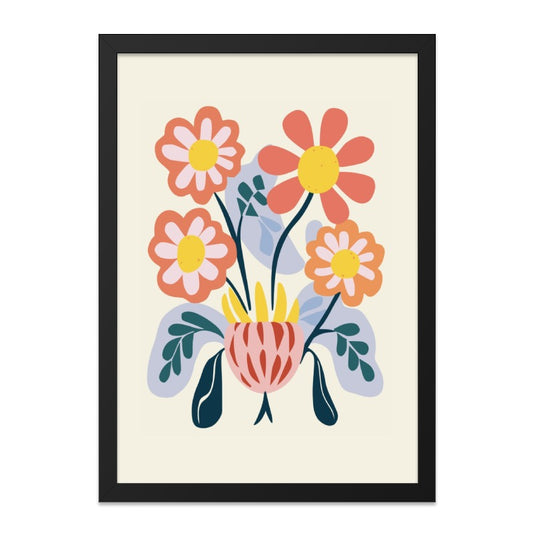 Retro Floral Wall Art, 70s Flower Power Print, Colorful Botanical Art, Mid Century Modern Wall Decor, Abstract Flower Bouquet Poster - Tawshia