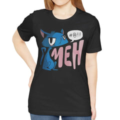 Meh Funny Blue Cat Graphic T-Shirt product type