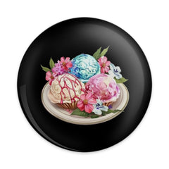 Ice Cream Scoop Pinback Button, Floral Dessert Badge, Summer Treat Accessory, Cute Foodie Gift, Colorful Sweet Button, Ice Cream Lover Pin - Tawshia