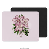 Floral Mouse Pad, Pink Azalea Flower, Botanical Illustration Mousepad, Desk Decor, Office Gift, Aesthetic Mousepad, Custom Mouse Pad - Tawshia