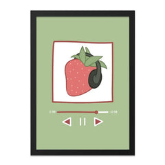 Strawberry DJ Wall Art, Cute Foodie Print, Kitchen Decor, Playful Music Lover Gift, Modern Home Decor, Trendy Wall Hanging - Tawshia