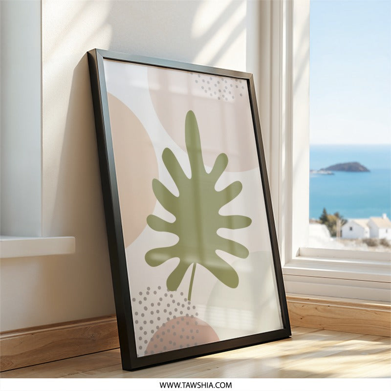 Abstract Monstera Wall Art, Botanical Print, Neutral Decor, Modern Art Print, Tropical Leaf Wall Decor, Boho Art, Framed Art, Wall Decor - Tawshia