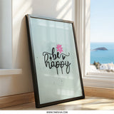 Be Happy Framed Wall Art, Inspirational Quote Print, Positive Affirmation Decor, Floral Art, Home Decor, Ready to Hang - Tawshia