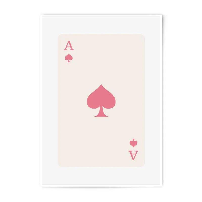 Ace of Spades Print, Pink Playing Card Art, Modern Wall Decor, Minimalist Poker Card, Photographic Print, Game Room Decor - Tawshia