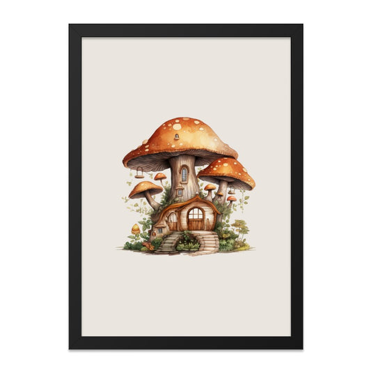 Mushroom House Wall Art, Fantasy Home Print, Whimsical Decor, Cute Cottagecore Artwork, Unique Gift Idea, Fungi Lover Gift, Home Decor - Tawshia