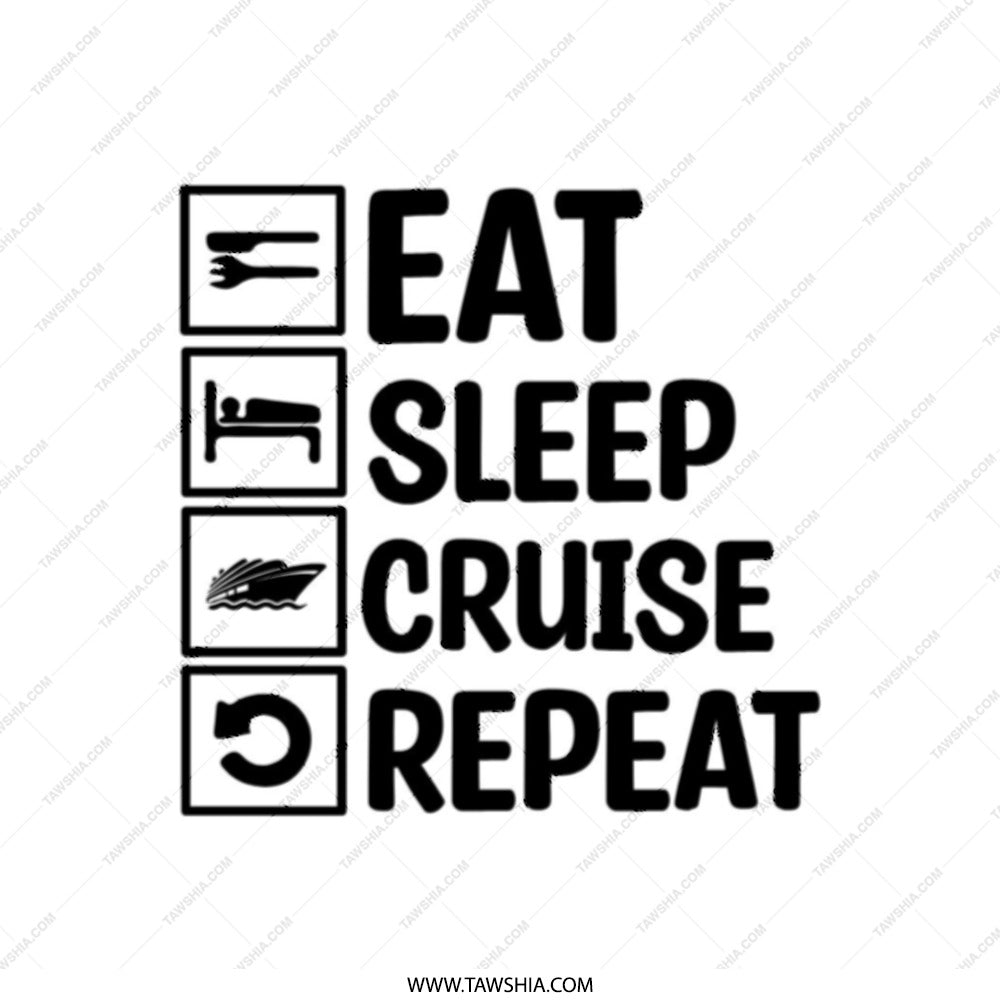 Cruise Tote Bag, Eat Sleep Cruise Repeat, Vacation Tote, Travel Gift, Cruise Lover Gift, Trendy Tote, Everyday Bag, Gift for Her, Beach Tote - Tawshia