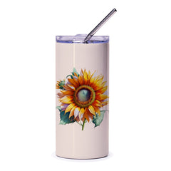 Sunflower Tumbler, Floral Tumbler, Botanical Drinkware, Summer Tumbler, Gift for Her, Flower Lover Gift, Artistic Tumbler, Sunflower Design - Tawshia