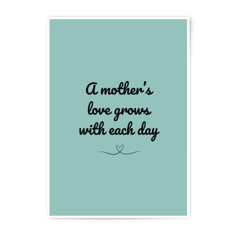 Mother's Love Quote Photographic Prints, Teal Wall Art, Family Decor, Minimalist Home Decor, Mother's Day Gift Idea - Tawshia