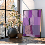Abstract Purple Wall Art, Geometric Wall Decor, Modern Art Print, Home Decor, Living Room Art, Stylish Prints, Trendy Wall Hanging - Tawshia