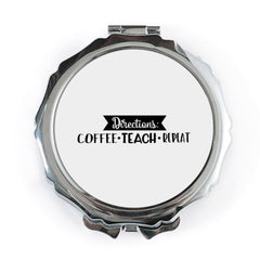 Coffee Teach Repeat Pocket Mirror, Teacher Gift, Funny Teacher Present, Directions Pocket Mirror, School Pocket Mirror, Gift For Her - Tawshia