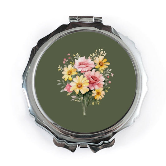 Floral Pocket Mirror, Rose Pocket Mirror, Daisy Pocket Mirror, Flower Bouquet Pocket Mirror, Cosmetic Mirror, Makeup Mirror - Tawshia