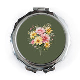 Floral Pocket Mirror, Rose Pocket Mirror, Daisy Pocket Mirror, Flower Bouquet Pocket Mirror, Cosmetic Mirror, Makeup Mirror - Tawshia