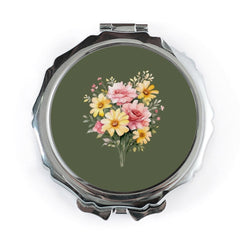 Floral Pocket Mirror, Rose Pocket Mirror, Daisy Pocket Mirror, Flower Bouquet Pocket Mirror, Cosmetic Mirror, Makeup Mirror - Tawshia