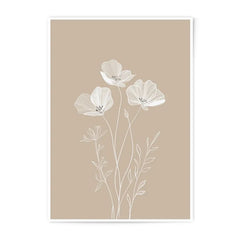 Beige Floral Photographic Print, Minimalist Flower Art, Modern Botanical Illustration, Neutral Tone Wall Decor, Elegant Floral Line Art - Tawshia