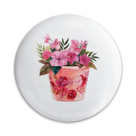Floral Pinback Button, Pink Flowers, Botanical, Flower Pot, Garden, Cute Button, Trendy Accessories, Plant Lover Gift, Unique Pin, Aesthetic - Tawshia