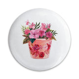 Floral Pinback Button, Pink Flowers, Botanical, Flower Pot, Garden, Cute Button, Trendy Accessories, Plant Lover Gift, Unique Pin, Aesthetic - Tawshia