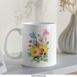 Vintage Floral Mug, Botanical Flower Mug, Garden Flower Gift Mug, Watercolour Mug, Flower Design Mug, Vintage Mug, Coffee Mug - Tawshia