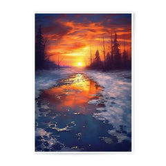 Winter Sunset Photographic Print, Frozen Lake Art, Landscape Photo, Nature Wall Art, Scenic Decor, Home Decor, Gift Idea, Art Print - Tawshia