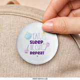 Eat Sleep Be Cute Repeat Pinback Button, Baby Button, New Parent Gift, Cute Baby Button, Funny Pin, Unique Button, Clothing Accessory - Tawshia