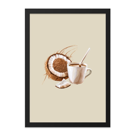 Coconut Coffee Wall Art, Tropical Drink Art, Kitchen Decor, Foodie Gift, Minimalist Art, Modern Wall Decor, Home Decor, Barista Gift - Tawshia