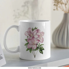 Azalea Mug, Floral Mug, Pink Flower Mug, Botanical Mug, Gift for Plant Lover, Coffee Mug, Tea Cup, Garden Mug, Nature Mug, Pretty Mug - Tawshia