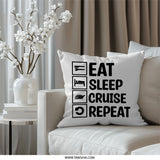 Eat Sleep Cruise Repeat Pillow, Cruise Lover Gift, Vacation Pillow, Cruise Ship Decor, Travel Pillow, Cruise Gift, Throw Pillow, Home Decor - Tawshia
