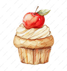 Apple Cupcake Mug, Watercolor Design, Dessert Lover Gift, Coffee Mug, Tea Cup, Cute Kitchen Decor, Unique Mug, Sweet Treat Gift - Tawshia