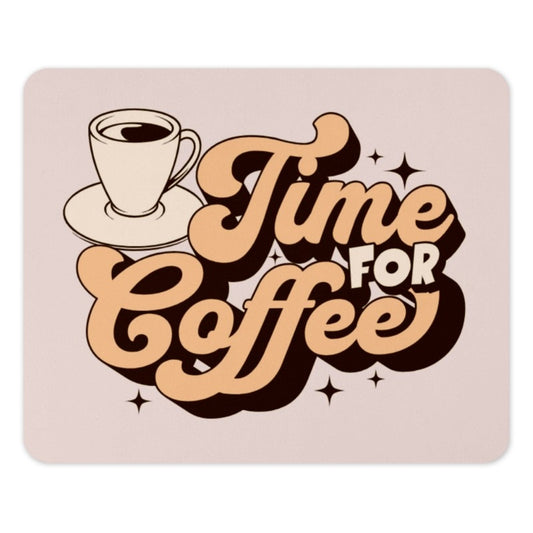 Time for Coffee Mouse Pad, Retro Style Mousepad, Coffee Lover Gift, Desk Decor, Trendy Work Space Accessory, Home Office Mouse Pad - Tawshia