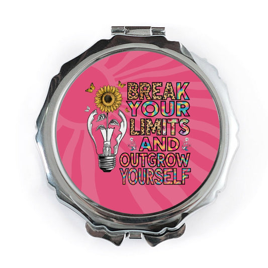 Sunflower Compact Mirror, Break Your Limits, Inspirational Mirror, Positive Affirmation Gift, Floral Mirror, Empowerment Gift - Tawshia